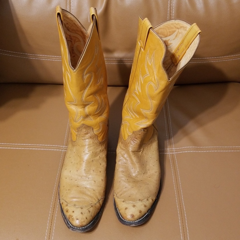 👀👉Ostrich Nocona Cowboy Boots Size 10.5👌👀